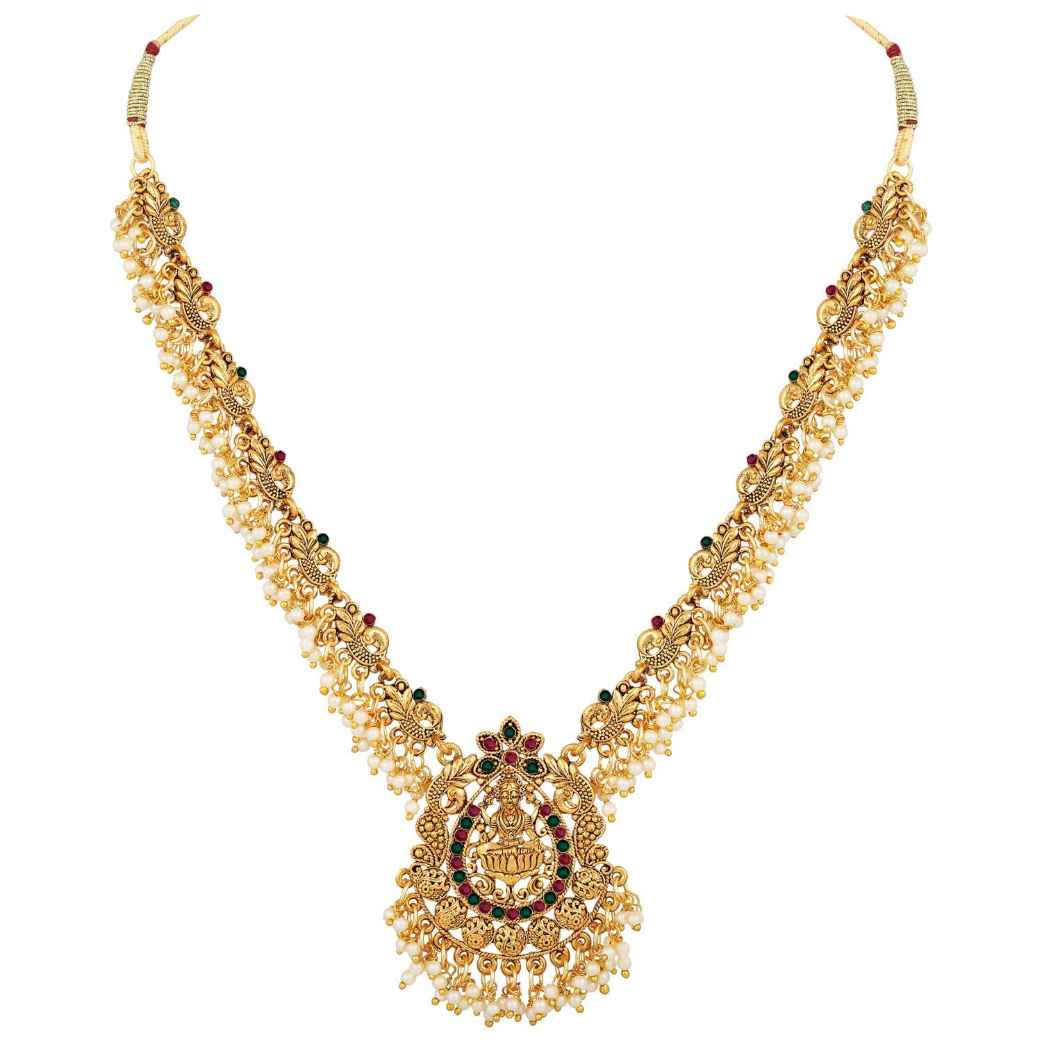 Shining Diva Fashion Latest Stylish Fancy Pearl Choker Traditional Jewellery Set for Women | Temple Necklace Set | Festive Wedding Party Necklace | 22k Gold Plated | Just Like Original Gold Jewellery - Image 5