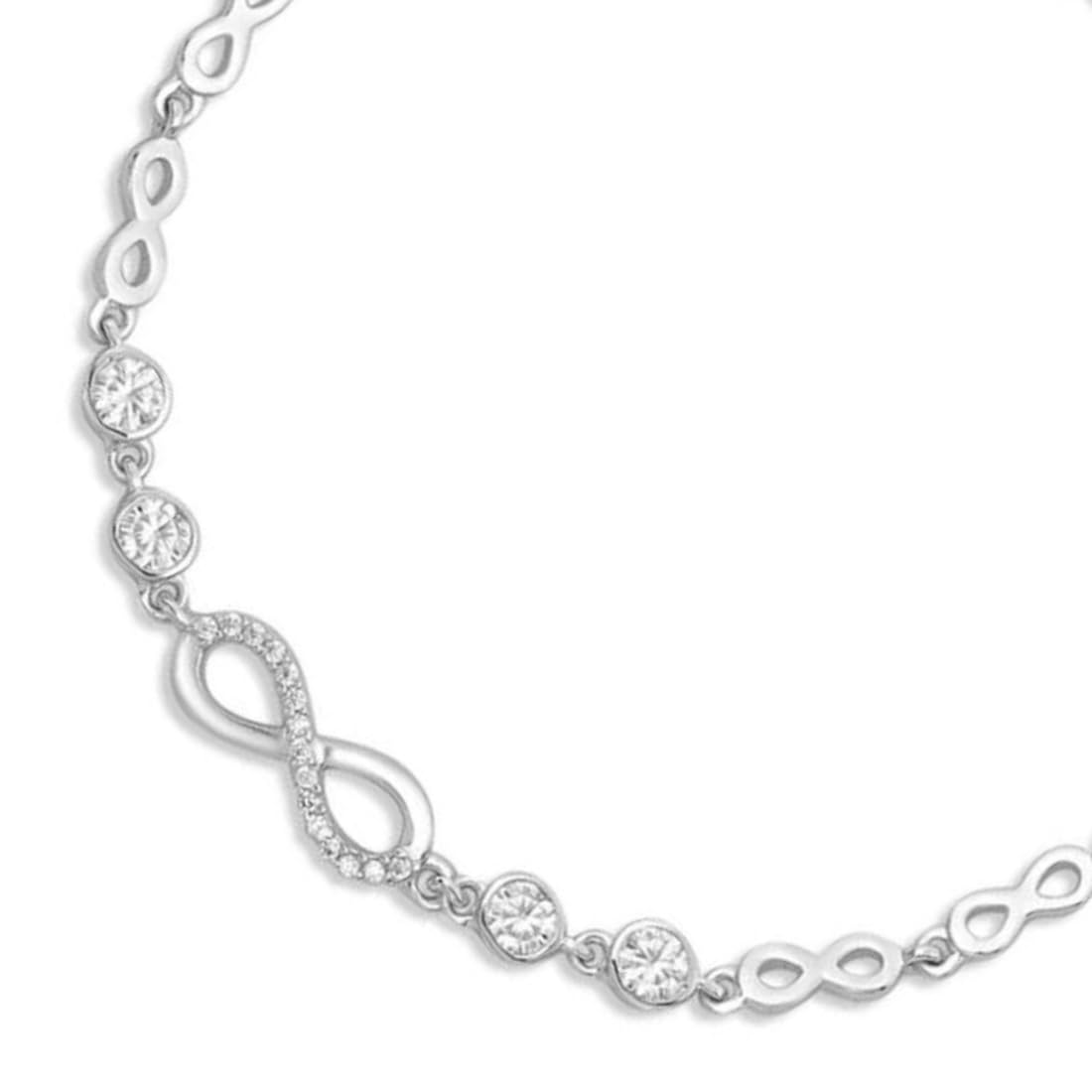 ZAVYA 925 Sterling Silver CZ Infinity Rhodium Plated Adjustable Bracelet| Gift for Women & Girls | With Certificate of Authenticity & Hallmark - Image 6