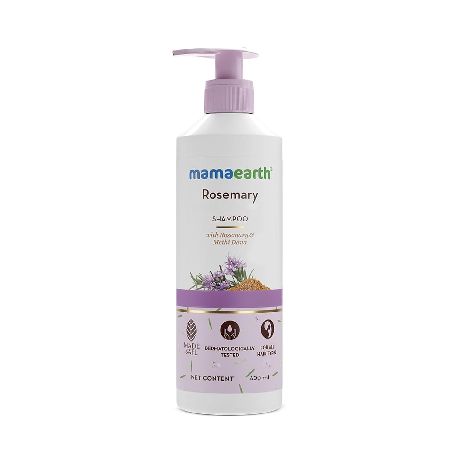 Mamaearth Rosemary Anti-Hair Fall Shampoo With Rosemary & Methi Dana For Reducing Hair Loss & Breakage,Gives Up To 94% Stronger Hair,Up To 93% Less Hair Fall |Sulphate Free Shampoo |For Unisex,600 Ml - Image 2