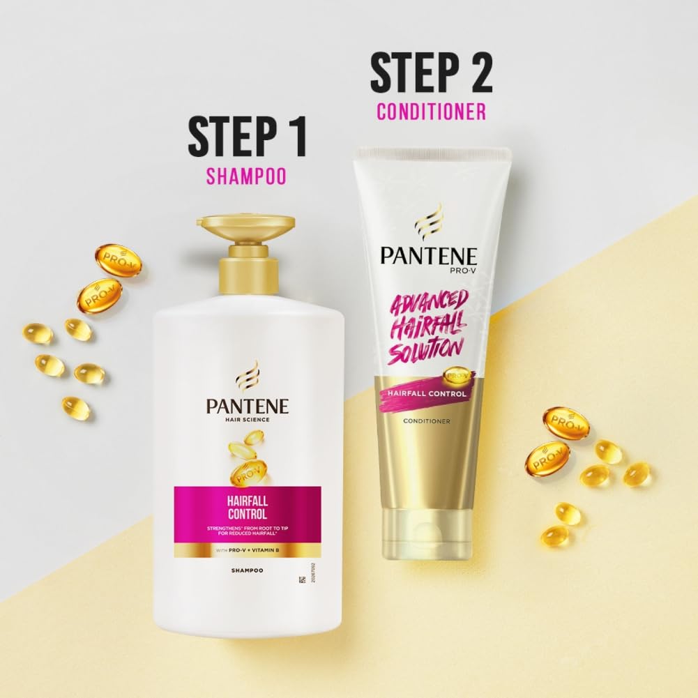 Pantene Hair Fall Control Shampoo for Weak, Dry and Frizzy Hair, With Pro V + Vitamin B, 1 Ltr - Image 7