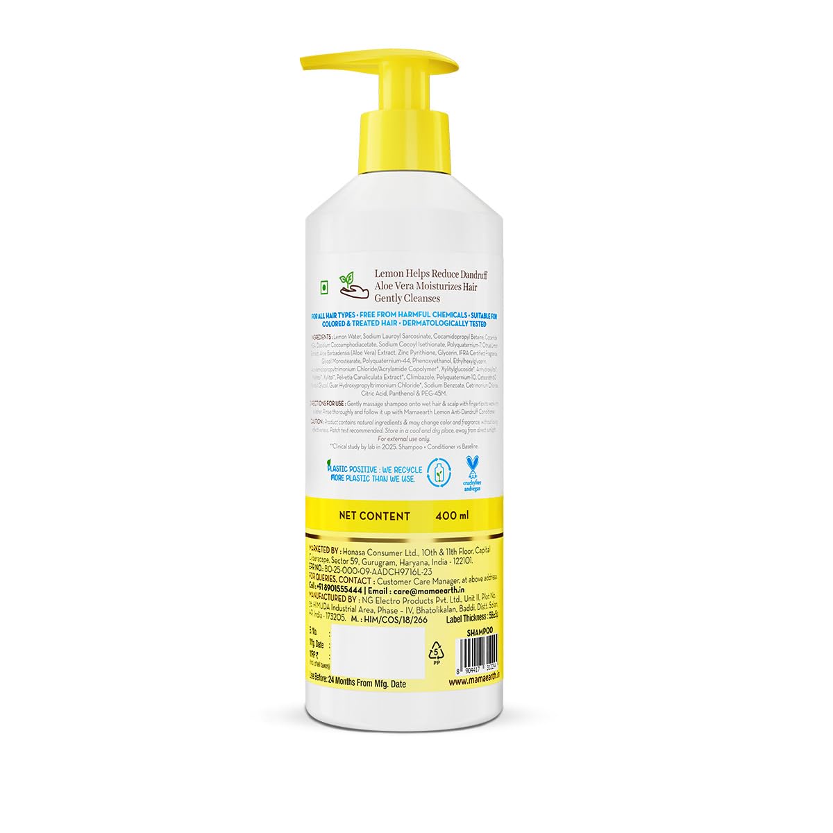 Mamaearth Lemon Anti-Dandruff Shampoo with Lemon, ZPTO, Climbazole, Aloe Vera for Itchy & Flaky Scalp | Upto 100% Dandruff Reduction & 3X Softer Hair in 1 Wash | Soothes Scalp | Reduces Frizz | 400 ml - Image 10
