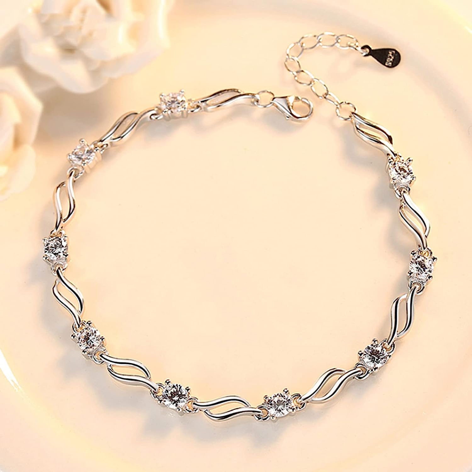 Nilu's Collection Glam up Your Look with Stylish 925 Silver-Plated Copper Bracelet for Women and Girls - Image 10