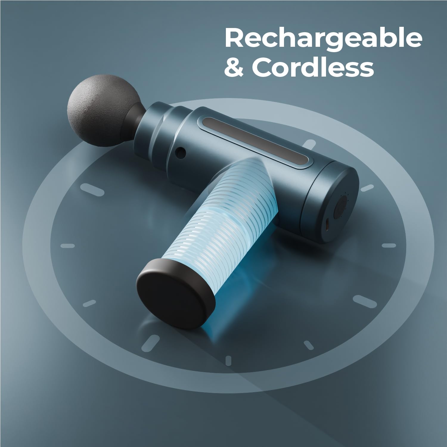 Lifelong Gun Massager For Pain Relief – 8 Massage Heads, 6 Speed Modes, Rechargeable, Quiet 20W Motor, Lightweight & Portable Deep Tissue Massager For Back, Neck, Legs & Travel Use, Blue - Image 6