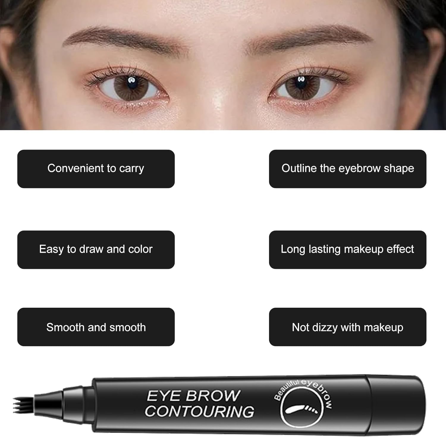 4 Point Eyebrow Pencil Black,Waterproof Microblading Eyebrow Pencil with a Micro-Fork Tip Applicator Creates || Black Fine Sketch Liquid Eye Brow Tattoo Tint Pen - Image 8