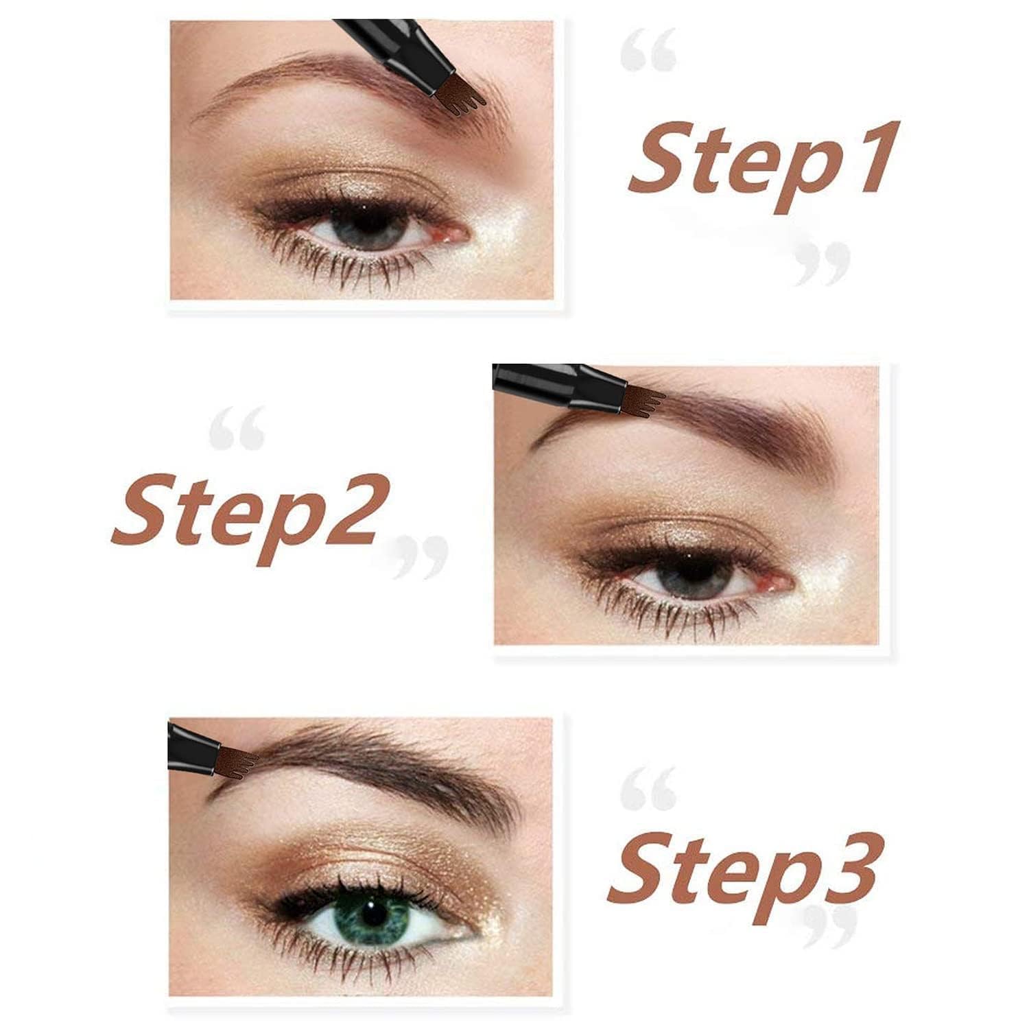 4 Point Eyebrow Pencil Black,Waterproof Microblading Eyebrow Pencil with a Micro-Fork Tip Applicator Creates || Black Fine Sketch Liquid Eye Brow Tattoo Tint Pen - Image 7