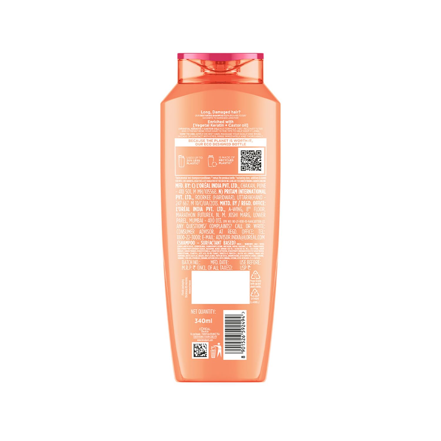 L'Oreal Paris Shampoo, Nourishes, Repair & Shine, For Long and Lifeless Hair, Dream Lengths, 340 ml - Image 10