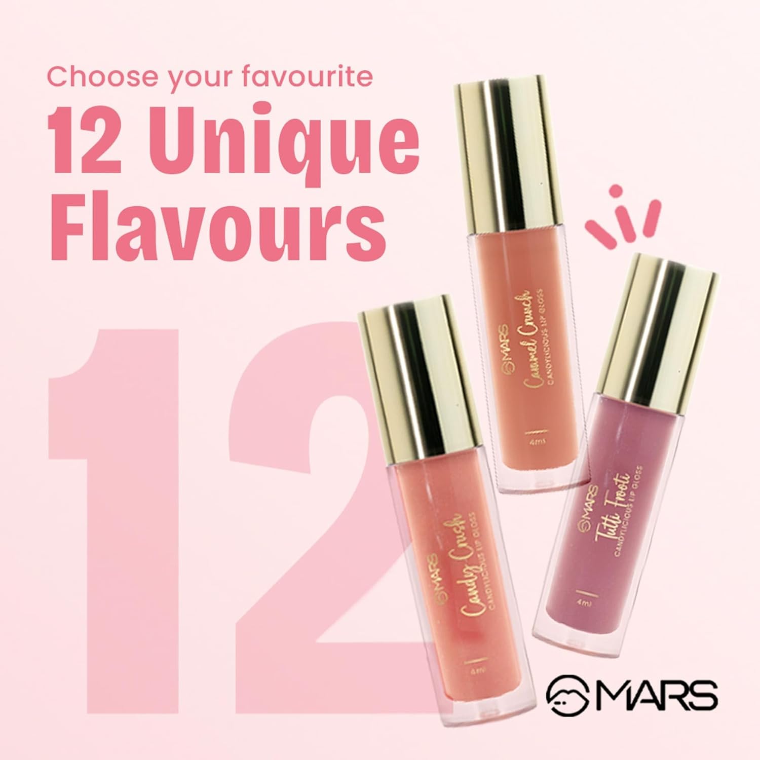 MARS Candylicious Sheer Lip Gloss for Women | Hydrating & High Shine | Lightweight | Non-Sticky | Enriched with Vitamin-E, Hyaluronic Acid & Avocado Ester (4.0ml) (11-TOFFEE TWIRL) - Image 8