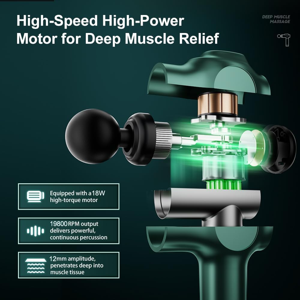 Tisscare Massage Gun Deep Tissue – 99 Speeds and 8 Heads Percussion Gun Massager for Pain Relief Muscle Recovery and Relaxation, Portable with Carry Case for Gym Home Office, Gift for Men and Women - Image 9