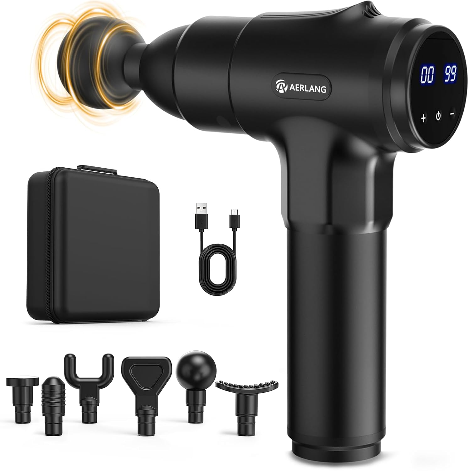 AERLANG Massage Gun, Percussion Muscle Massager for Pain Relief, Deep Tissue Massage Machine with 6 Massage Heads & 20 Speed Settings, Body Muscle Massager with Carry Case - Image 2