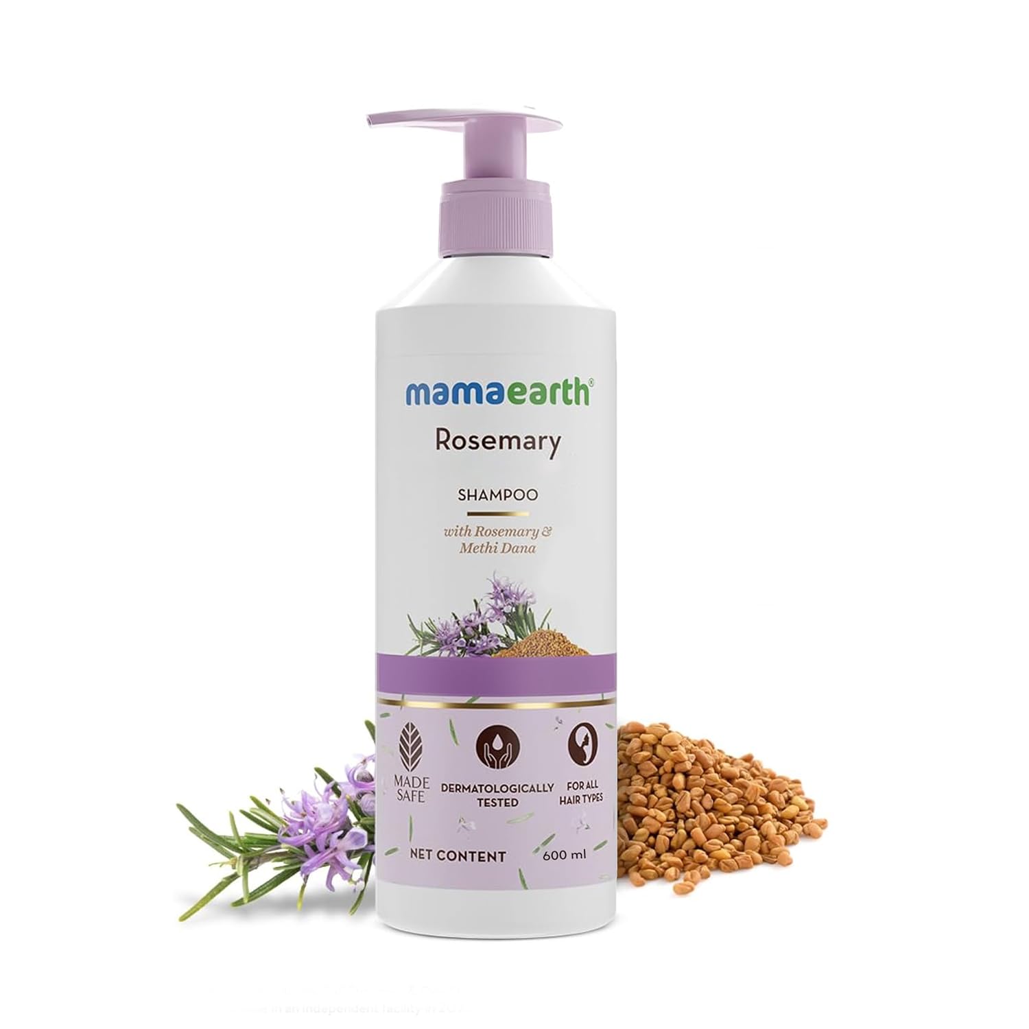 Mamaearth Rosemary Anti-Hair Fall Shampoo With Rosemary & Methi Dana For Reducing Hair Loss & Breakage,Gives Up To 94% Stronger Hair,Up To 93% Less Hair Fall |Sulphate Free Shampoo |For Unisex,600 Ml - Image 3