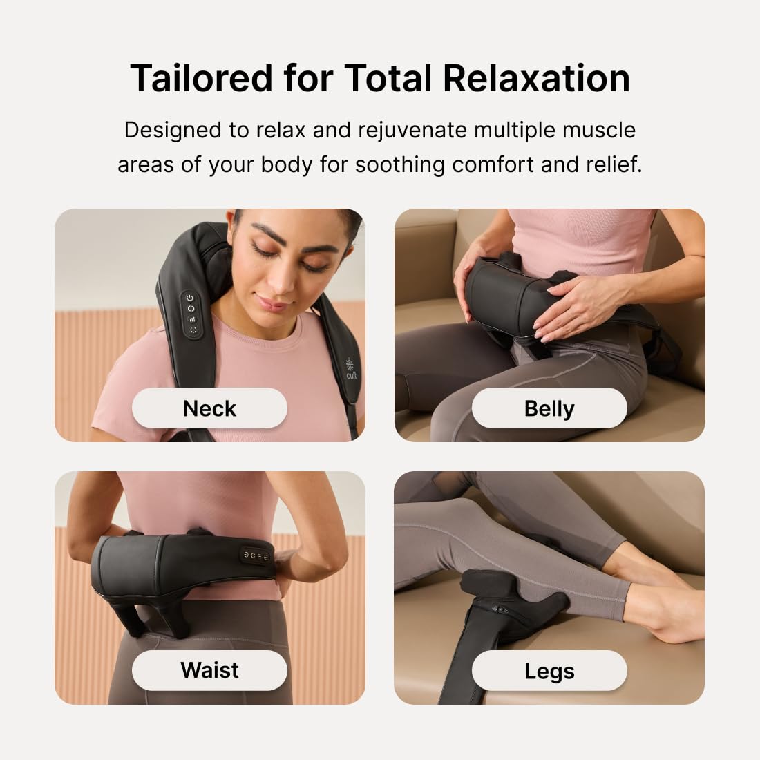 CULT Deep Relax Manual Neck & Shoulder Massager, Deep Tissue Kneading Shiatsu Rollers For Pain Relief, Cordless Massager, Black - Image 3
