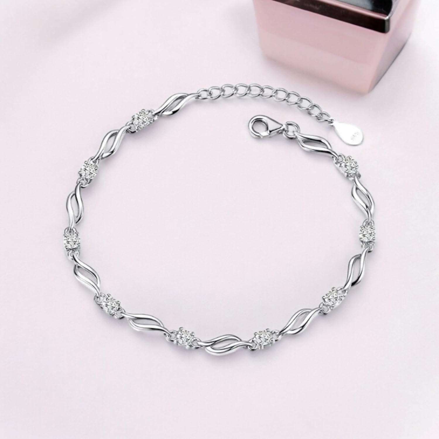 Nilu's Collection Glam up Your Look with Stylish 925 Silver-Plated Copper Bracelet for Women and Girls - Image 7