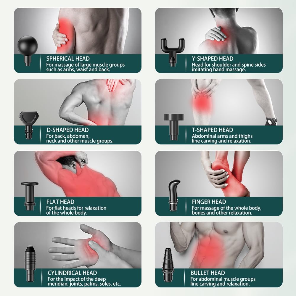 Tisscare Massage Gun Deep Tissue – 99 Speeds and 8 Heads Percussion Gun Massager for Pain Relief Muscle Recovery and Relaxation, Portable with Carry Case for Gym Home Office, Gift for Men and Women - Image 6