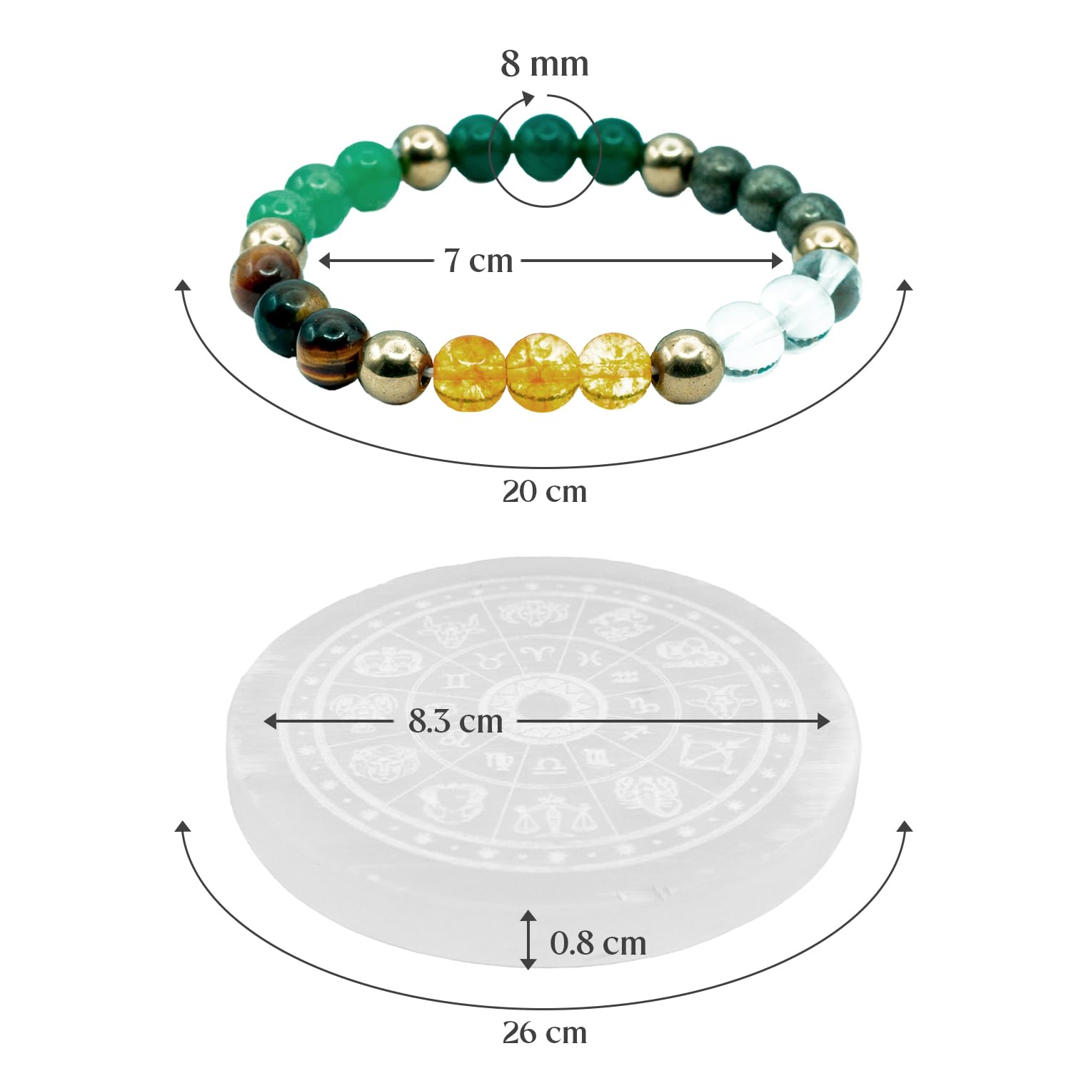 Astrotalk Sampurn Dhan Combo | Dhan Yog Bracelet with Selenite Plate | Manifest Wealth with Citrine, Jade, Tiger Eye & Pyrite Stone | Bracelet for Man & Woman | Gift Items for Women & Men - Image 7