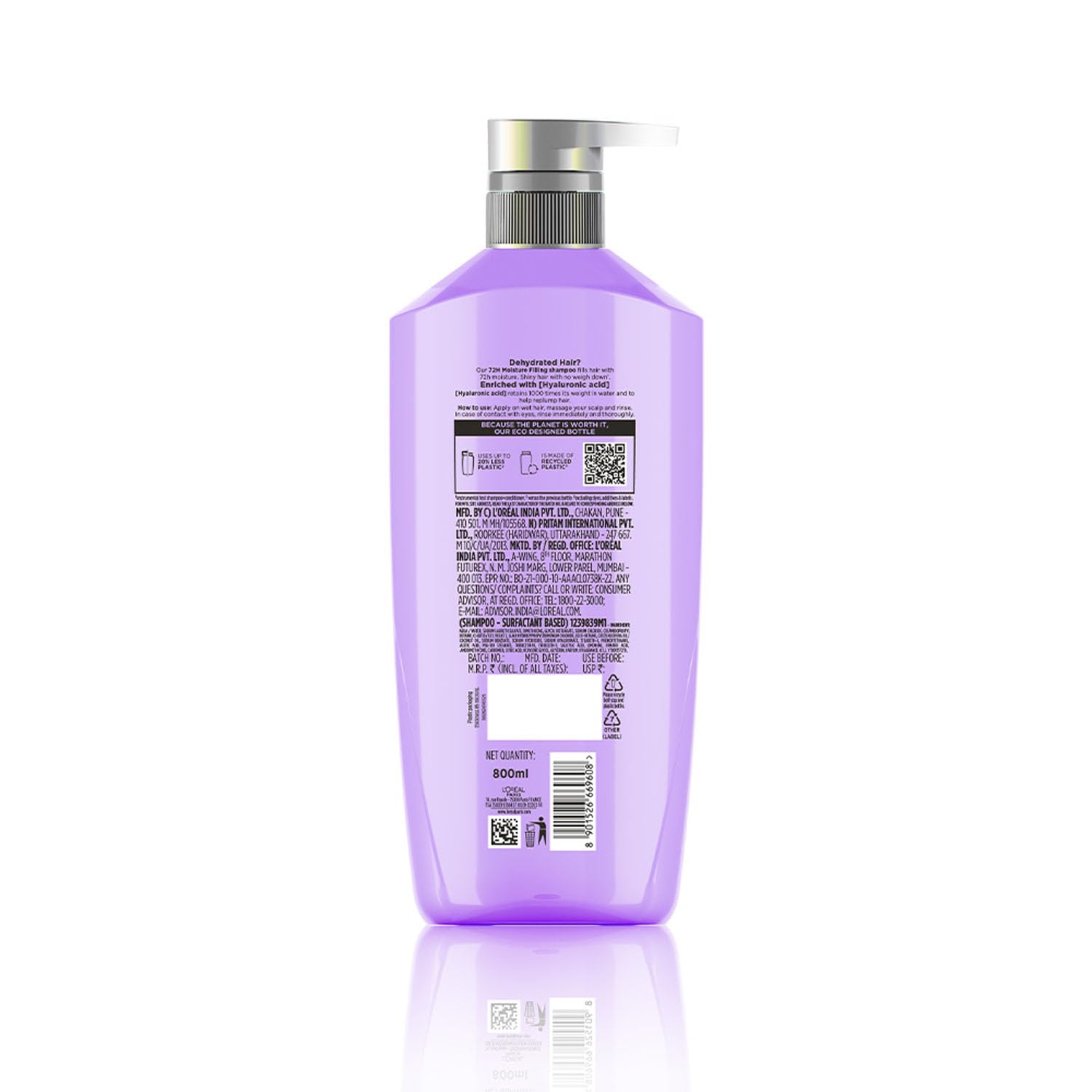 L'Oreal Paris Hyaluron Moisture 72Hr Filling Shampoo With Hyaluronic Acid, For Frizz-Free, Hydrated And Bouncy Hair Full Of Life | 800 Ml - Image 11