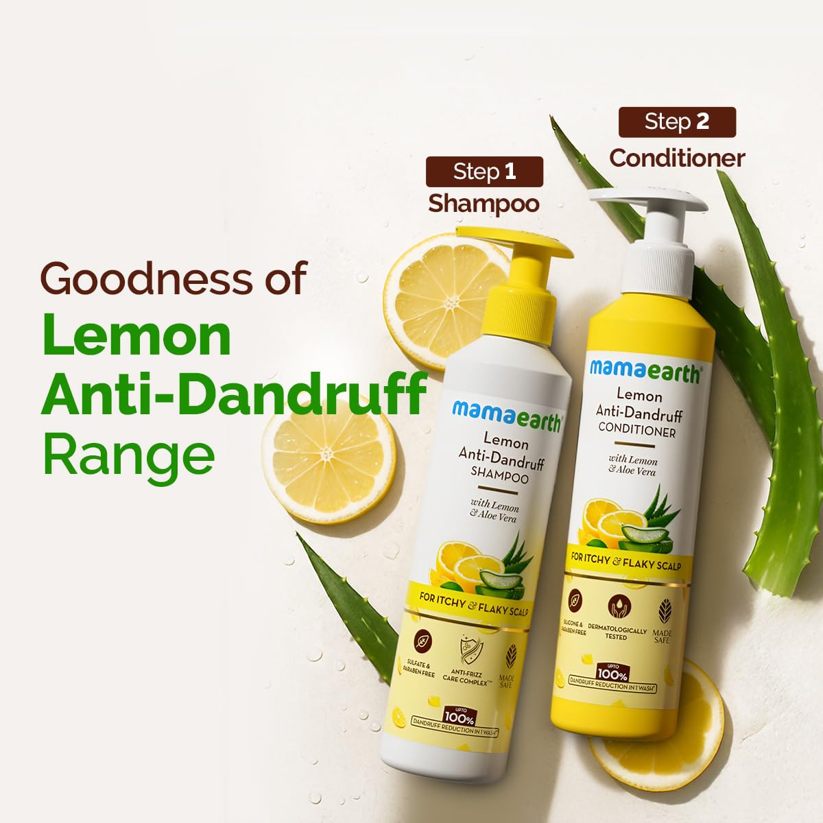 Mamaearth Lemon Anti-Dandruff Shampoo with Lemon, ZPTO, Climbazole, Aloe Vera for Itchy & Flaky Scalp | Upto 100% Dandruff Reduction & 3X Softer Hair in 1 Wash | Soothes Scalp | Reduces Frizz | 400 ml - Image 8