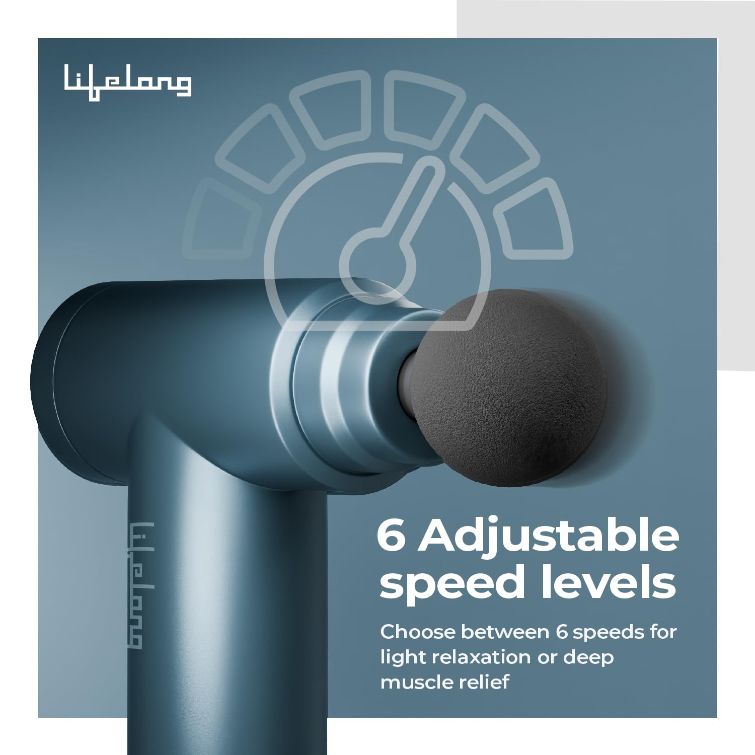 Lifelong Gun Massager For Pain Relief – 8 Massage Heads, 6 Speed Modes, Rechargeable, Quiet 20W Motor, Lightweight & Portable Deep Tissue Massager For Back, Neck, Legs & Travel Use, Blue - Image 5