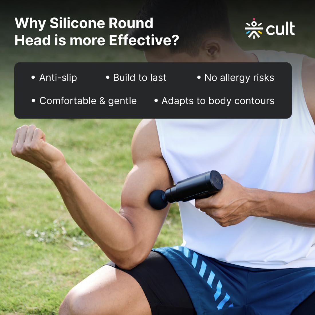 CULT Volt, Full Body Professional Gun Massager, QuietMotion Tech, Deep Tissue Percussions, 3000mAh battery, 6 Speed levels, Silicone head, Lightweight, Carry Pouch. - Image 5