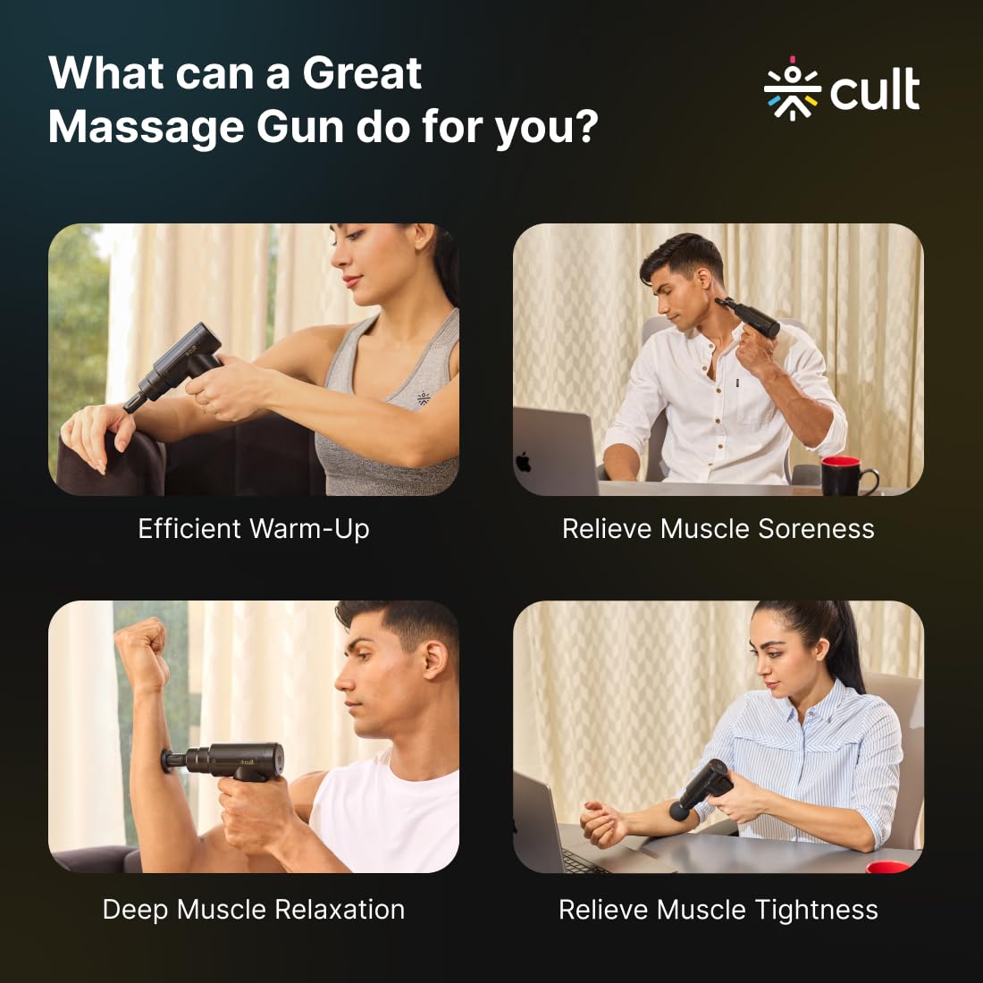 CULT Volt, Full Body Professional Gun Massager, QuietMotion Tech, Deep Tissue Percussions, 3000mAh battery, 6 Speed levels, Silicone head, Lightweight, Carry Pouch. - Image 9
