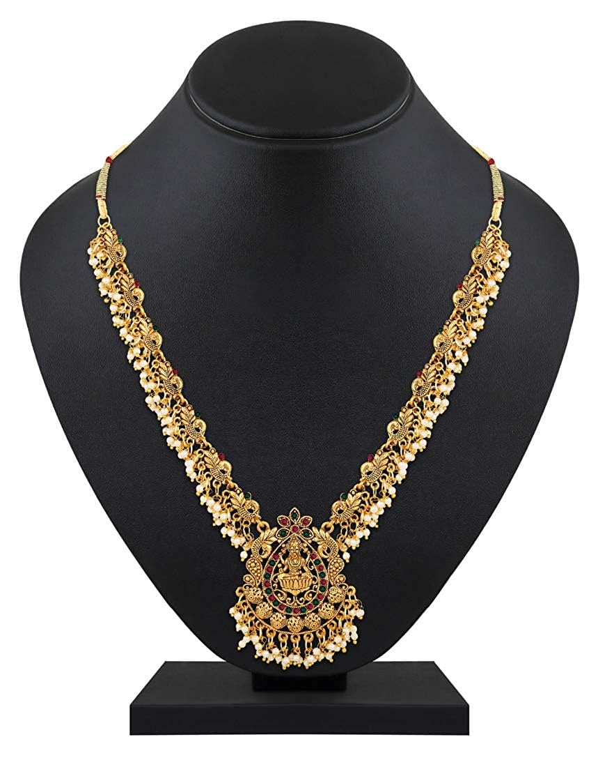 Shining Diva Fashion Latest Stylish Fancy Pearl Choker Traditional Jewellery Set for Women | Temple Necklace Set | Festive Wedding Party Necklace | 22k Gold Plated | Just Like Original Gold Jewellery - Image 7