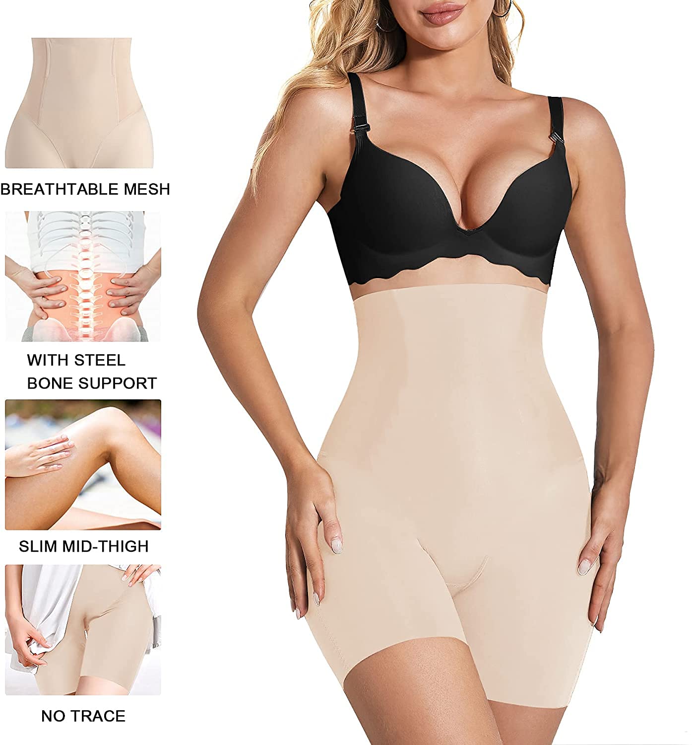 HSR Tummy Control Shapewear Shorts for Women High Waisted Body Shaper Panties Slip Shorts Under Dresses Thigh Slimmer (Fit to 30 to 38 Inch) - Image 3