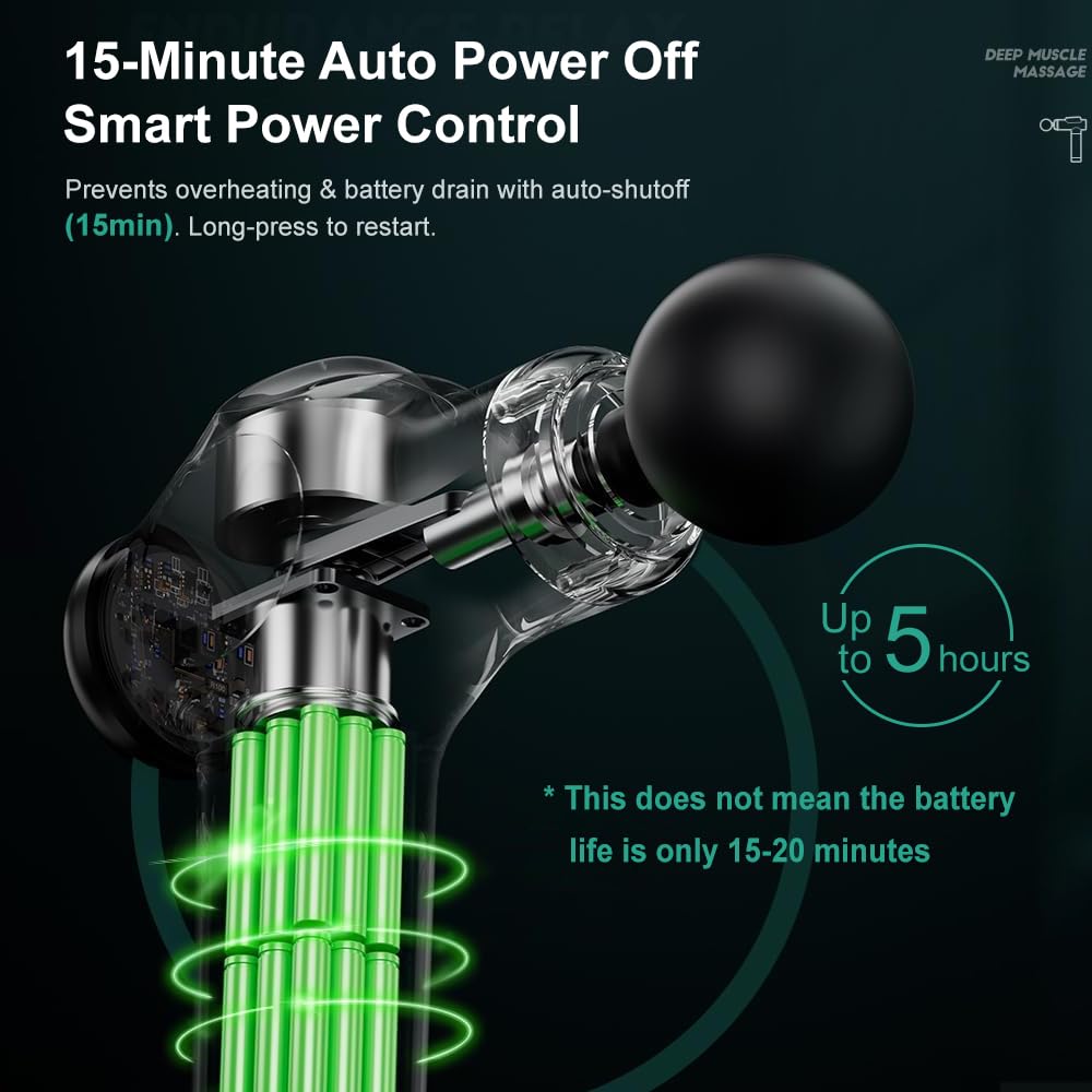 Tisscare Massage Gun Deep Tissue – 99 Speeds and 8 Heads Percussion Gun Massager for Pain Relief Muscle Recovery and Relaxation, Portable with Carry Case for Gym Home Office, Gift for Men and Women - Image 8