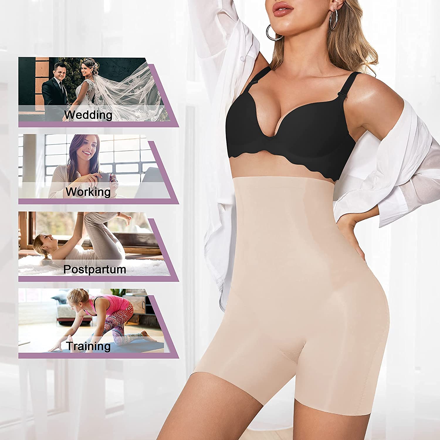 HSR Tummy Control Shapewear Shorts for Women High Waisted Body Shaper Panties Slip Shorts Under Dresses Thigh Slimmer (Fit to 30 to 38 Inch) - Image 5