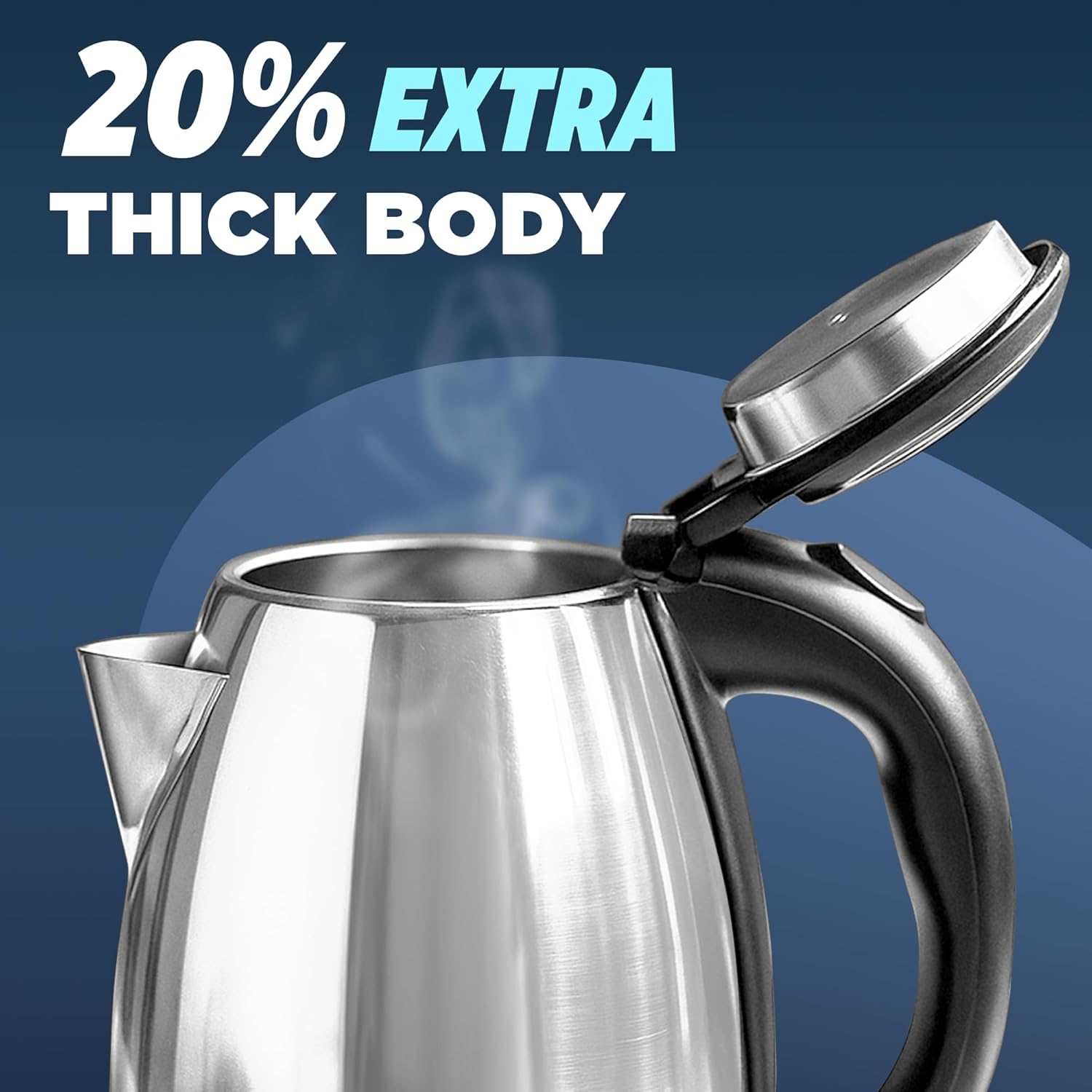 Milton Appliances Go Electric Kettle 1.2 Litre I 3X Protection from Dry Boil, Auto Shut Off, Overheat I 1500 Watt I Super Fast Boiling I Stainless Steel I 360° Power Base I 1 Year Warranty - Image 5