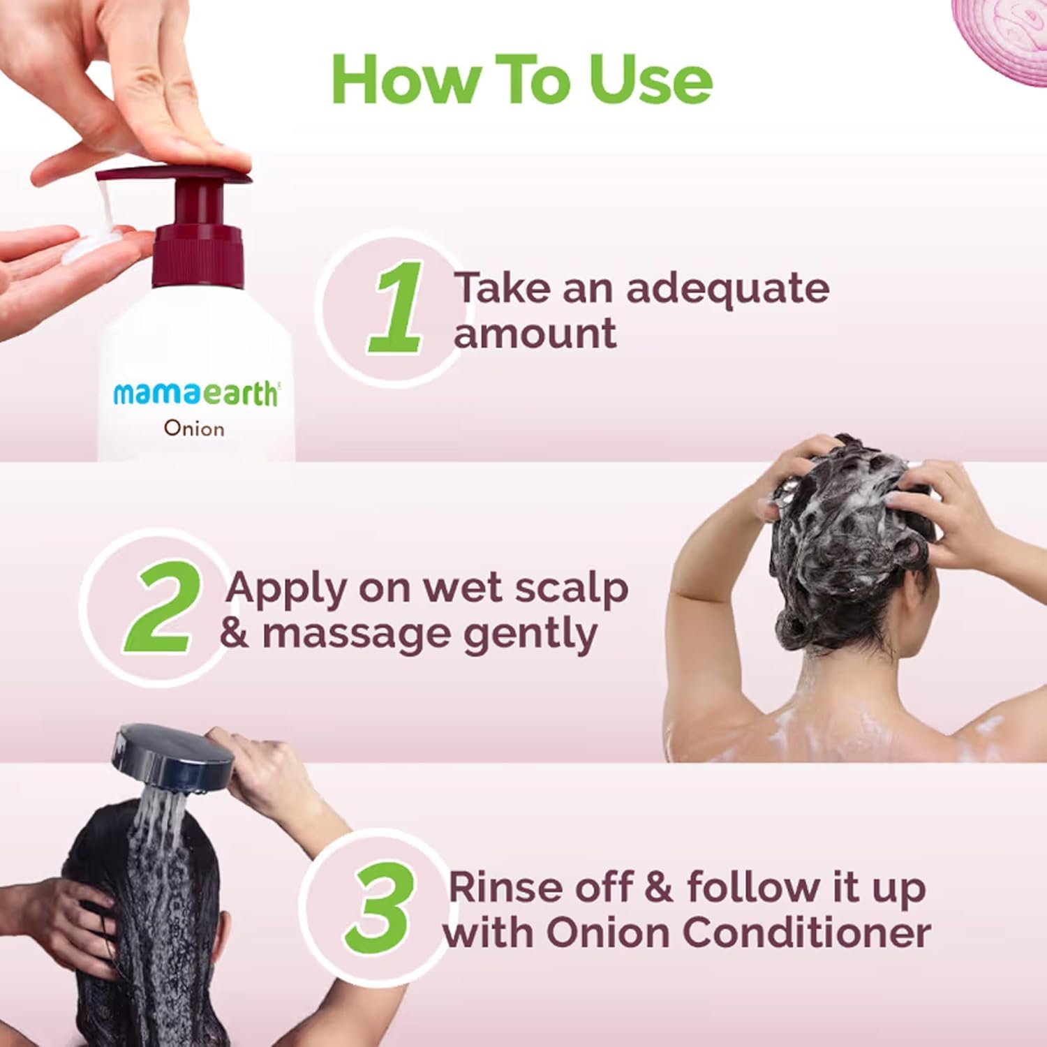Mamaearth Onion Shampoo for Hair Growth and Hair Fall Control with Onion and Plant Keratin | Reduces Hair Fall | Strengthens & Smoothens Hair | For Men & Women | 400ml - Image 6