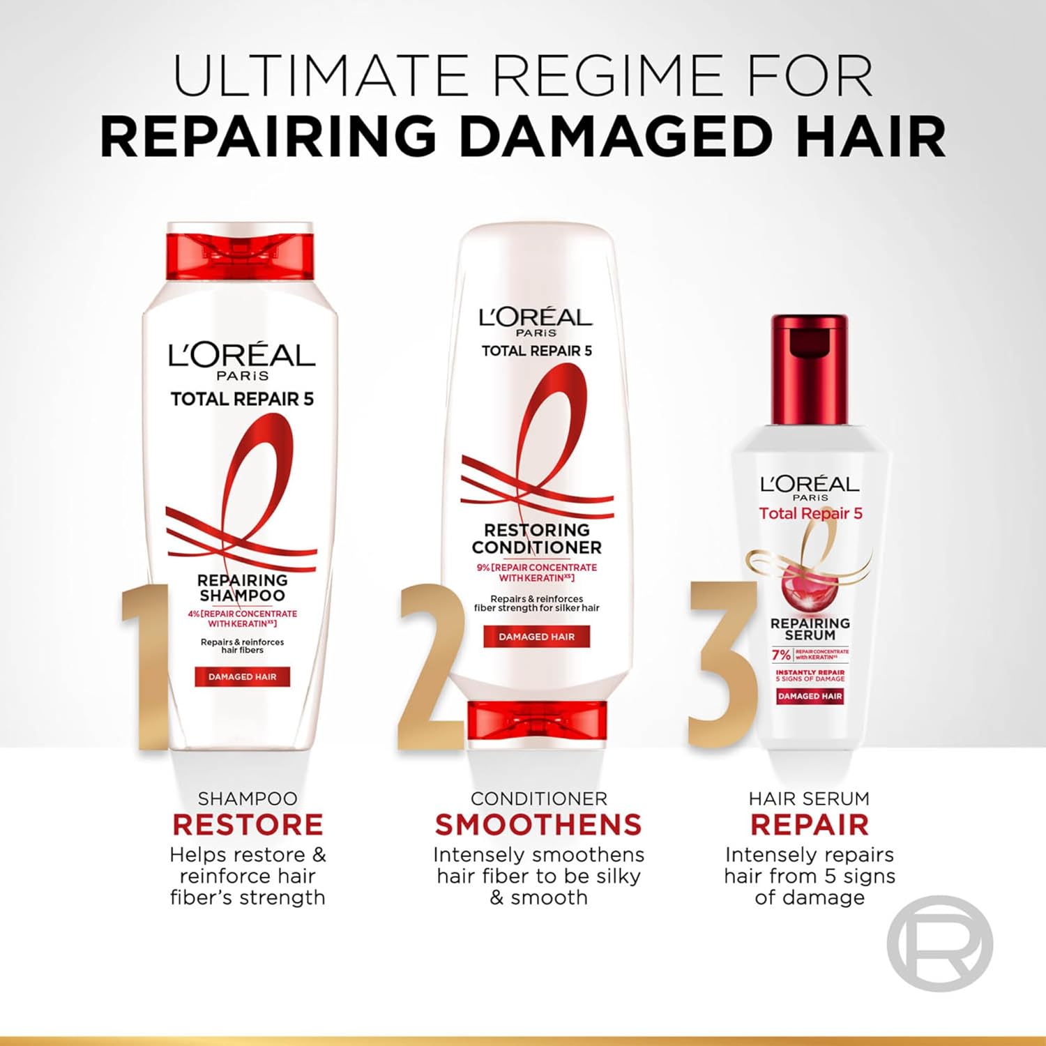 L'Oreal Paris Total Repair 5 Shampoo, For Repairing 5 Signs Of Damaged Hair, With Keratin Xs | 800Ml - Image 10