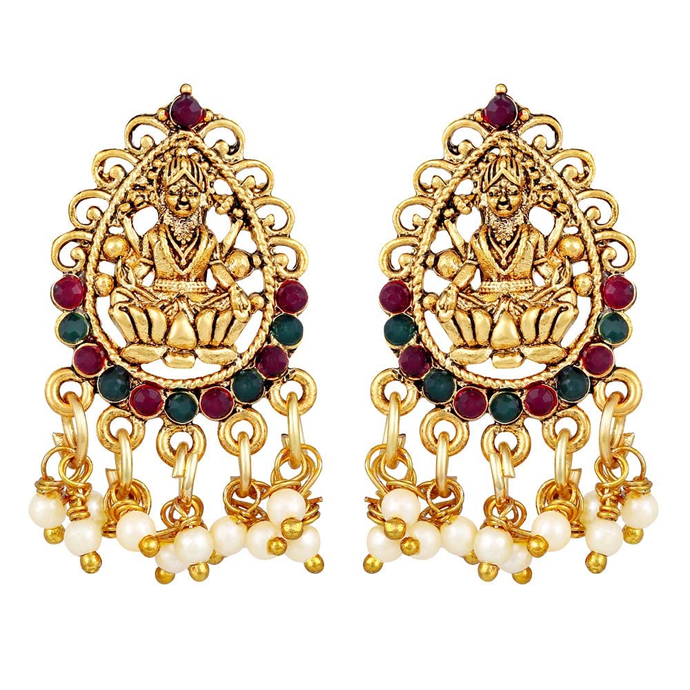 Shining Diva Fashion Latest Stylish Fancy Pearl Choker Traditional Jewellery Set for Women | Temple Necklace Set | Festive Wedding Party Necklace | 22k Gold Plated | Just Like Original Gold Jewellery - Image 6