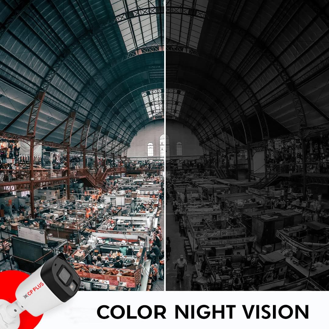 CP PLUS 4 channel DVR with 2MP 1 OUTDOOR & 1 INDOOR, Built-in Audio Mic, Dual Light Color Night Vision wired CCTV Cameras, Motion Detection, 4 Channel SMPS, 70 Meter Cable, 500 GB HDD, Required BNC/DC - Image 4