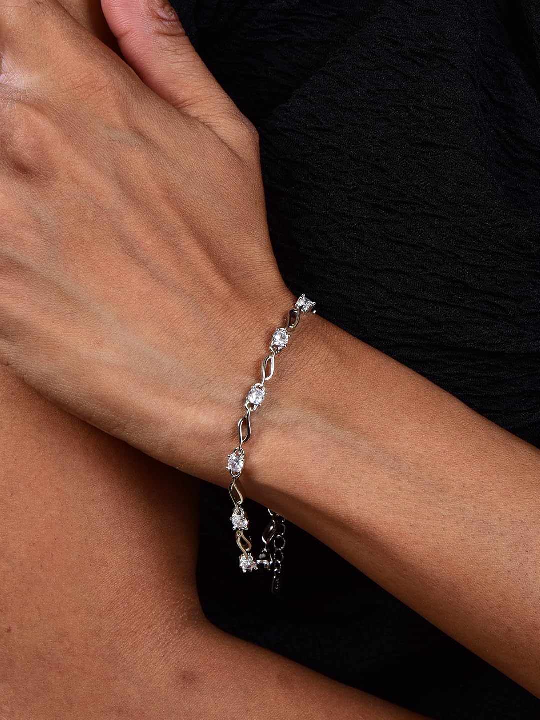 Nilu's Collection Glam up Your Look with Stylish 925 Silver-Plated Copper Bracelet for Women and Girls - Image 8