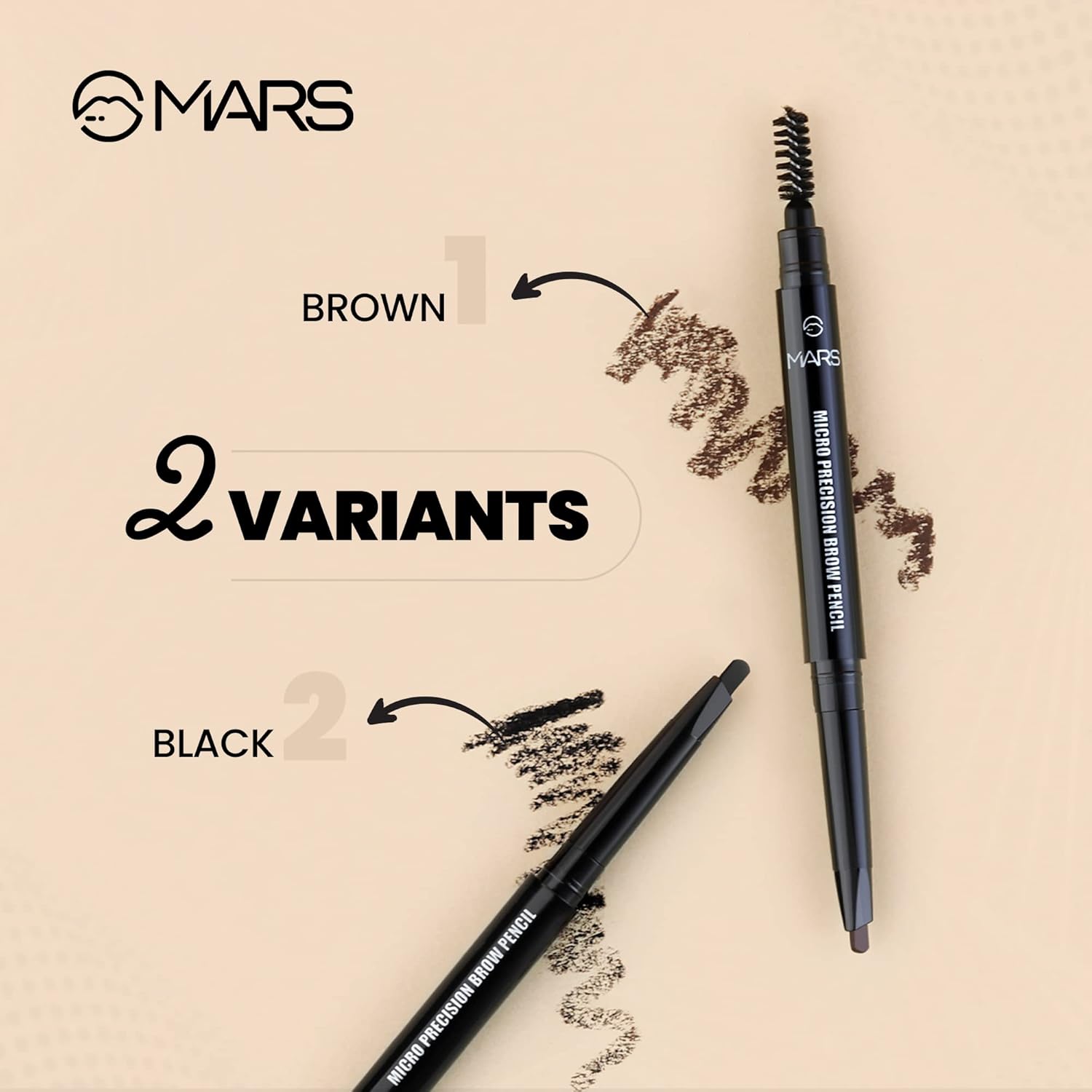 MARS Micro Precision Brow Pencil with spoolie | Retractable & Easy Glide | Long Lasting & Natural finish (0.4 g) (Black) - Image 6