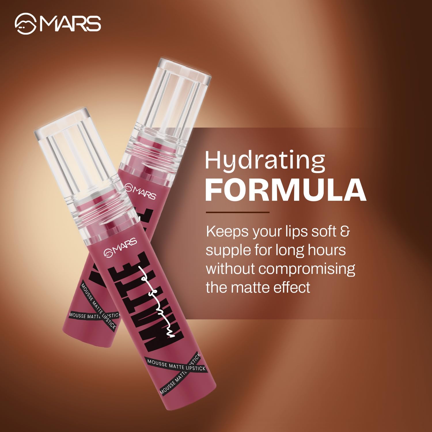 MARS Matte Muse Mousse Lipstick (3ml) (01-LEADING LADY) with Doe-Foot Applicator | Highly Pigmented | Smooth Texture | Hydrating Formula | Blurry Lips Effect - Image 5