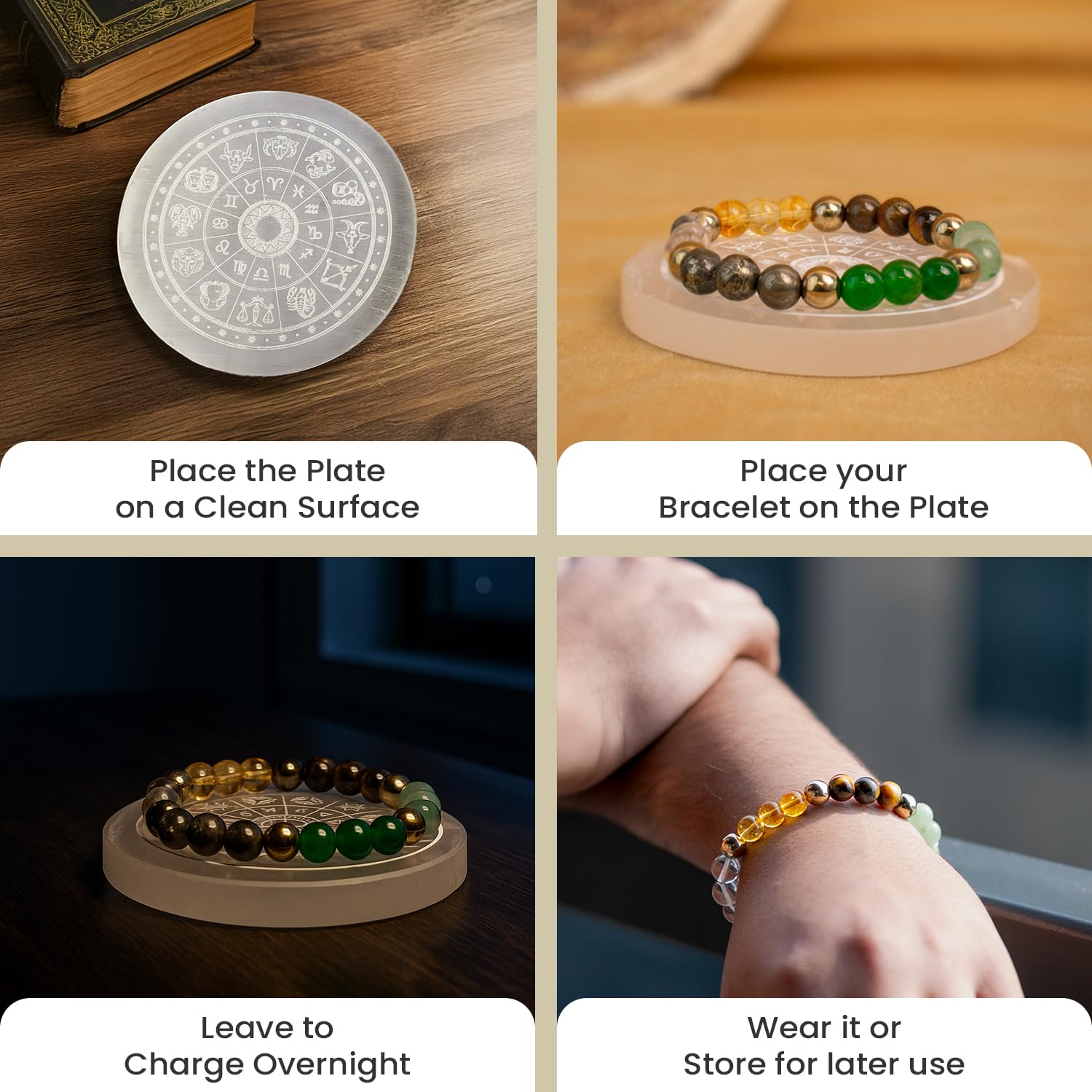 Astrotalk Sampurn Dhan Combo | Dhan Yog Bracelet with Selenite Plate | Manifest Wealth with Citrine, Jade, Tiger Eye & Pyrite Stone | Bracelet for Man & Woman | Gift Items for Women & Men - Image 6
