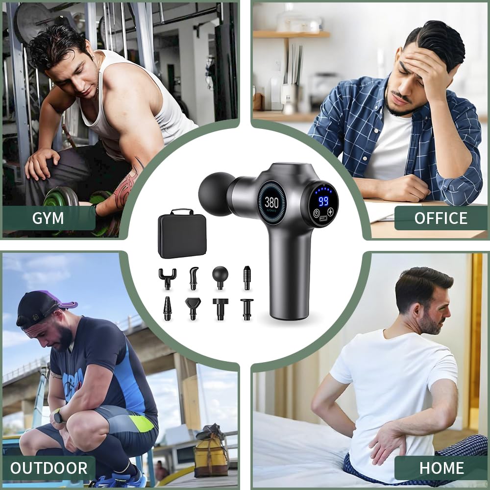 Tisscare Massage Gun Deep Tissue – 99 Speeds and 8 Heads Percussion Gun Massager for Pain Relief Muscle Recovery and Relaxation, Portable with Carry Case for Gym Home Office, Gift for Men and Women - Image 7
