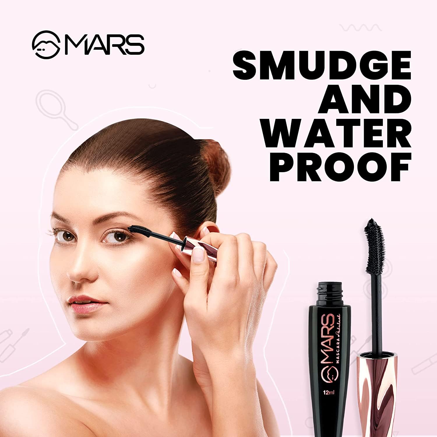 MARS Fabulash Volumizing Mascara | Up to 18 Hours Stay | Waterproof with Intense Jet Black Color (12ml) (Black) - Image 3