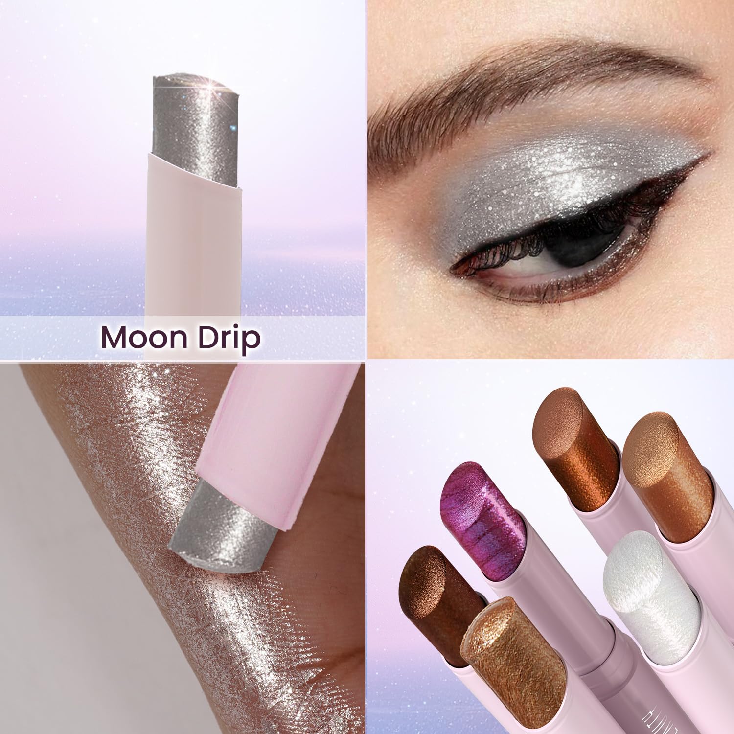 Swiss Beauty Jelly Verse Eyeshadow Glow Stick | Rich Colour Payoff | Crease-Proof | Sparkling Shine | 6 Stellar Shades | Shade- 4. Moon Drip, 3g - Image 9