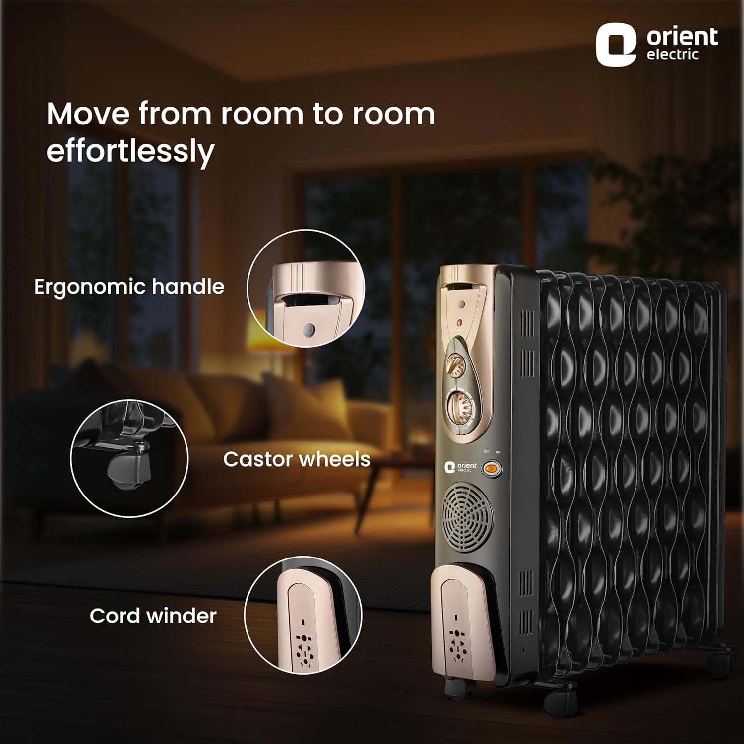 Orient Electric Comforter collection 13 fin oil filled radiator | Advanced S-shaped Fins |2900W power| with PTC fan heater| 3 heat settings | 2 years warranty by Orient - Image 5