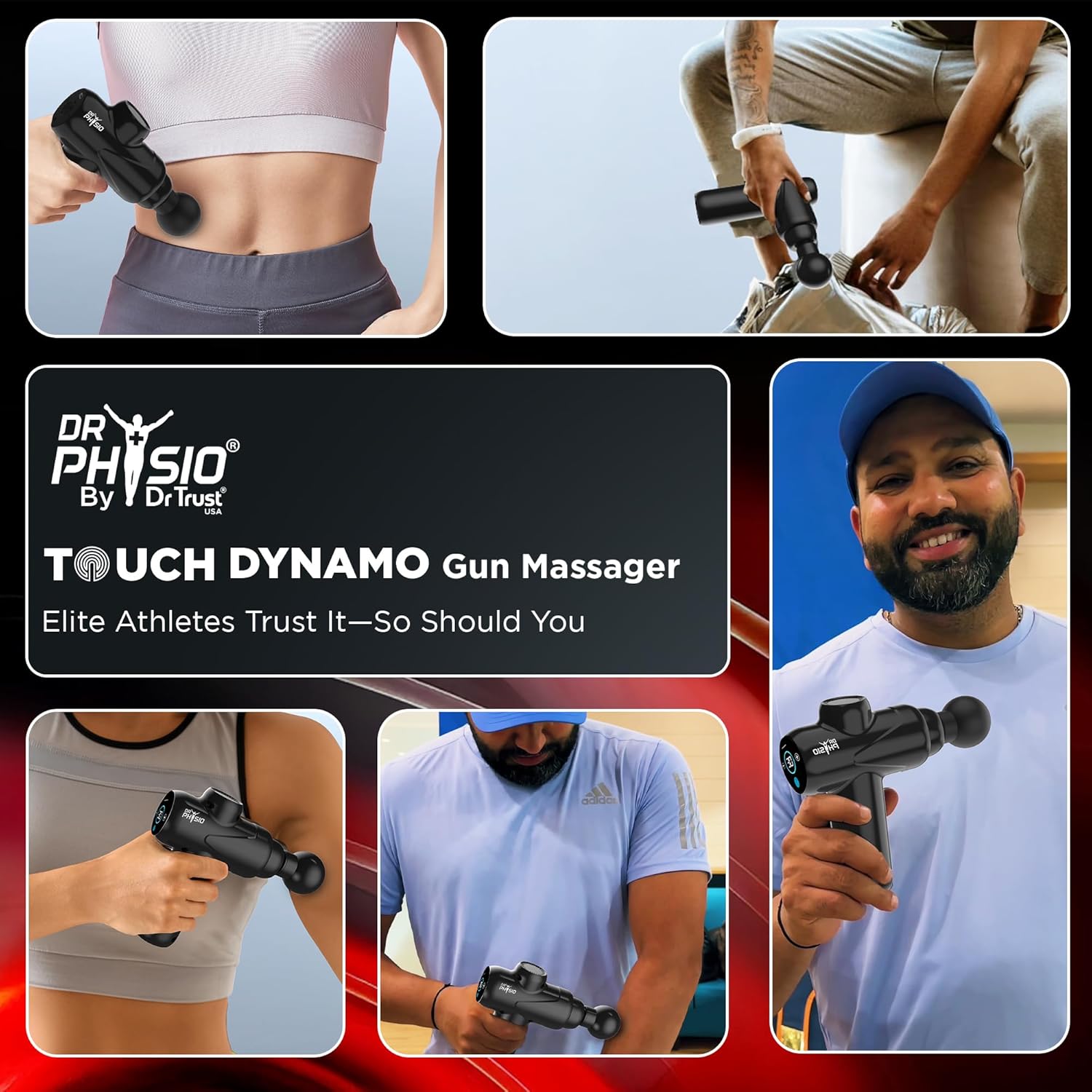 Dr Physio USA Touch Dynamo 1049 Percussion Gun Massager for Full Body Pain Relief, Rechargeable Cordless Deep Tissue Massage Machine for Legs & Arms, Use at Home, Gym & During Travel - Image 6