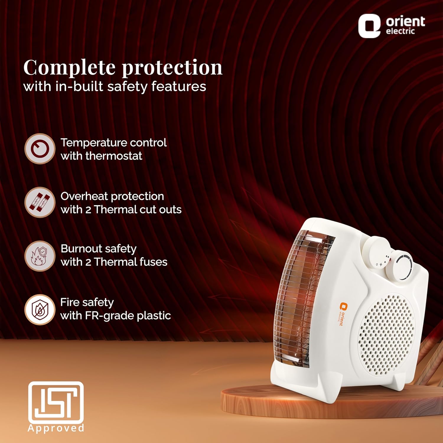 Orient Electric Areva Portable Room Heater | 2000W | Two Heating Modes | Advanced Overheat Protection | Horizontal & Vertical Mount | 1-year replacement warranty by Orient | White - Image 8