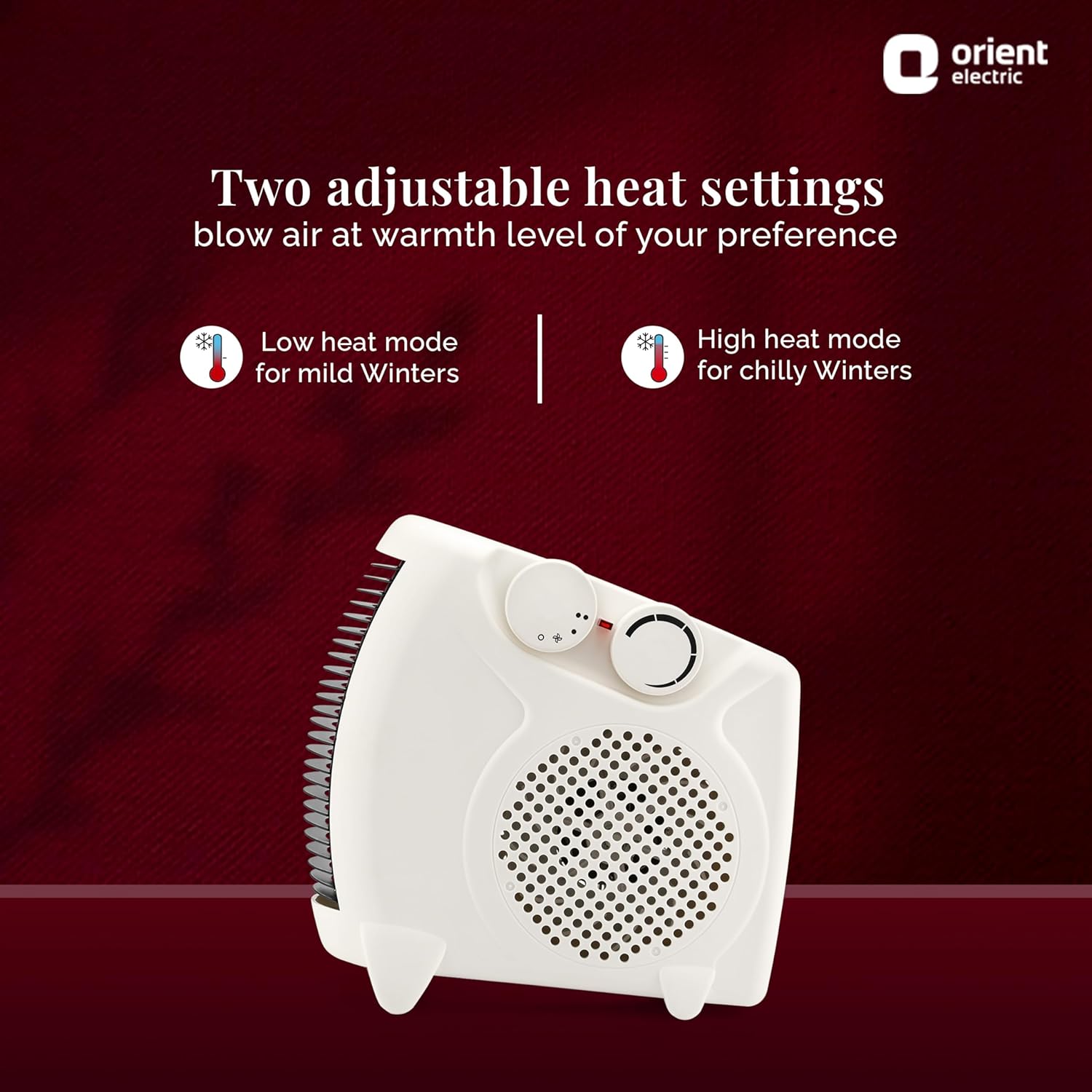 Orient Electric Areva Portable Room Heater | 2000W | Two Heating Modes | Advanced Overheat Protection | Horizontal & Vertical Mount | 1-year replacement warranty by Orient | White - Image 6